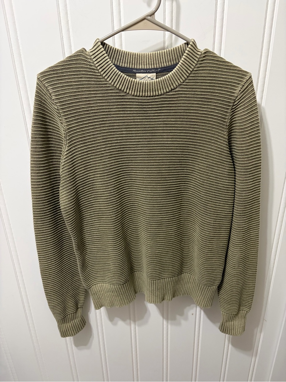 KÜHL Sofie Organic Cotton Ottoman Ribbed Crewneck Sweater - Olive Green - Size M